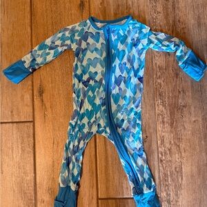 Little Sleepies Blue Watercolor Hearts Zippie